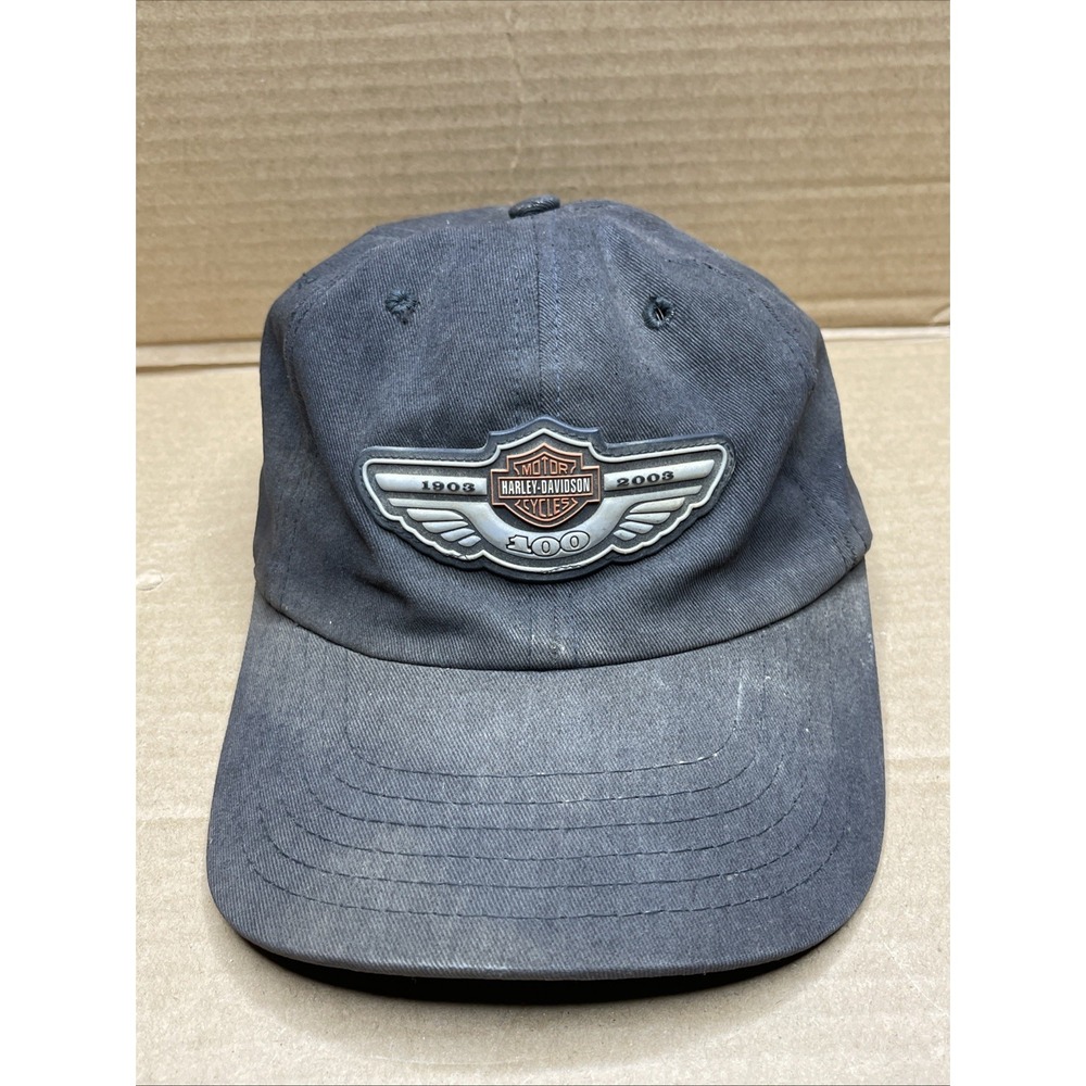 Harley Davidson 100th Anniversary Hat Cap 1903 2003 Made USA Adjustable Black